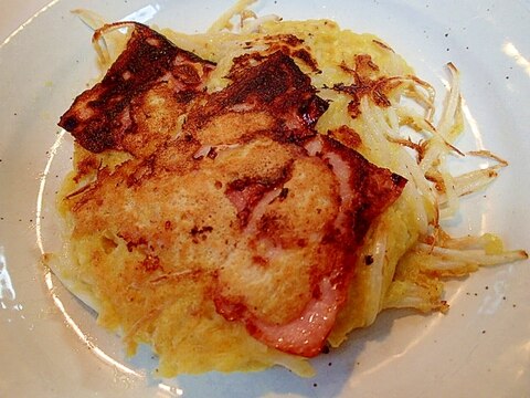 おから入❤ベーコンともやしのカレー風味お好み焼き❤